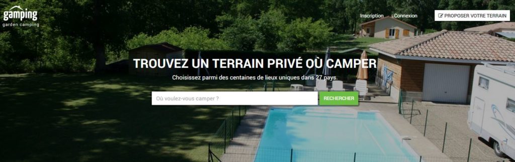 homepage du site gamping
